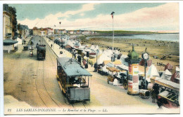 CPA Couleur Voyagé 1915 * LES SABLES D'OLONNE ( Beau Plan Sur Tram Tramway Kiosque ) Le REMBLAI Et La PLAGE - Sables D'Olonne