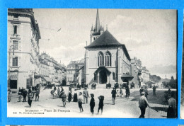 VIX056, Lausanne, Place St. François, W. Stocker, 852, Pli, Circulée 1905 - Lausanne