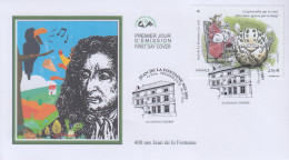 Enveloppe    FDC  1er   Jour    FRANCE    400  Ans    JEAN  DE  LA  FONTAINE      CHATEAU - THIERRY    2021 - 2020-…