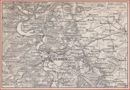 Carte De La Région De Verdun. Carte Avec Chemin De Fer, Route. Larousse 1948. - Documents Historiques