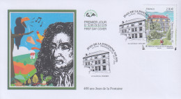 Enveloppe    FDC  1er   Jour    FRANCE    400  Ans    JEAN  DE  LA  FONTAINE      CHATEAU - THIERRY    2021 - 2020-…