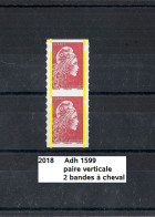 Variété Paire Adhésifs De 2018 Neuf** Y&T N° 1599 Avec 2 Bandes à Cheval - Unused Stamps