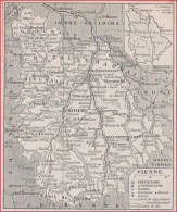 Carte Du Département De La Vienne (86), Préfecture, Sous Préfecture, Chef Lieu ... Chemin De Fer. Larousse 1948. - Documents Historiques