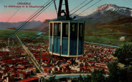 Grenoble - Le Téléférique De La Bastille Et Le Moucherotte, Cabine Au Dessus De La Ville - Carte Mollaret Colorisée - Grenoble