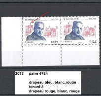 Variété Paire De 2013 Neuf** Y&T N° 4724 Drapeau Bleu, Blanc ,rouge Tenant à Rouge,blanc,rouge - Ongebruikt