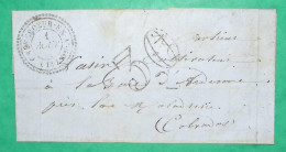 CAD TYPE 22 CREVECOEUR EN AUGE CALVADOS TAXE 30 1856 LETTRE COVER FRANCE - 1849-1876: Période Classique