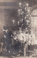 Real Photo  Christmas Tree  Boy With Wooden Horse And Teddy Bear Toys Ours Peluche Cheval Bascule - Autres & Non Classés