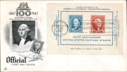 USA ETATS UNIS FDC 1947 100 ANS US POSTAGE STAMPS - 1941-1950