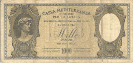 1941 - CASSA MEDITERRANEA DI CREDITO PER LA GRECIA - LIRE 1000 - RARA - CIRCOLATA - - Autres & Non Classés