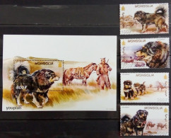 Mongolia 2002, Tibet Dog, MNH S/S And Stamps Set - Mongolië
