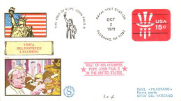 USA ETATS UNIS VISITE PAPE JEAN PAUL II 1979 A FLUSHING - Schmuck-FDC