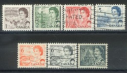 CANADA - 1967, QUEEN ELIZABETH II NORTHERN LIGHTS & DOG TEAM STAMPS SET OF 7, USED. - Oblitérés