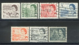 CANADA - 1967, QUEEN ELIZABETH II NORTHERN LIGHTS & DOG TEAM STAMPS SET OF 7, USED. - Gebraucht