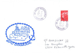 ENVELOPPE AVEC CACHET BPC DIXMUDE - ASA JUILLET 2012 - BREST RECOUVRANCE LE 27/07/2012 - Seepost