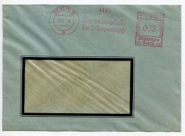 Germany 1938 Cover; Berlin - Überwachungsstelle Für Lederwirtschaft; 3pf. Meter With Slogan - Frankeermachines (EMA)