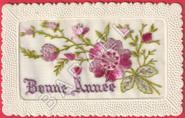 Bonne Année (Carte Motif En Tissu Brodée) - Brodées