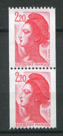 26472 FRANCE N°2379/9a** 2F20 Rouge Liberté N° Rouge (a) 290 En Paire 1985  TB - Coil Stamps