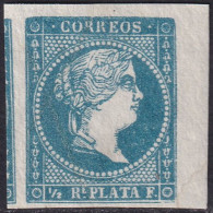 Cuba 1857 Sc 12 Antillas Ed 7 MNG(*) Margin Single - Cuba (1874-1898)