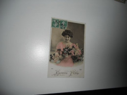 CARTE ANCIENNE COULEUR DE 1908 BONNE FETE FEMME BOUQUET DE FLEURS N°222 //////////TBE - Other & Unclassified