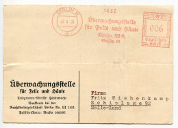 Germany 1934 Postcard; Berlin - Überwachungsstelle Für Felle Und Häute; 6pf. Meter With Slogan - Machines à Affranchir (EMA)