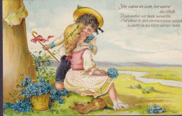 Bayern PPC (Embossed Geprägt) 'Hier Wohnet Die LIebe, Hier Wohnet Das Glück' Boy And Girl Kissing MÜNCHEN 1909 - Taferelen En Landschappen