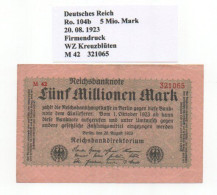 Deutschland  Ro.104b  5 Mio. Mark 1923 Gebraucht - 5 Millionen Mark