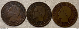 Lot De 3 Pièces De 5 Centimes Napoléon III 1854A 1855A Et 1857MA …. Vendu En L’état (74) - 5 Centimes