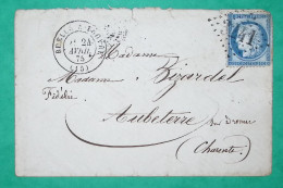 N°60A GC 3241 RUELLE SUR TOUVRE CHARENTE POUR AUBETERRE SUR DRONNE 1875 LETTRE COVER FRANCE - 1849-1876: Classic Period