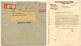 Germany 1939 Registered Cover & Letter; Berlin - Überwachungsstelle Für Lederwirtschaft; 42pf. Meter With Slogan - Maschinenstempel (EMA)