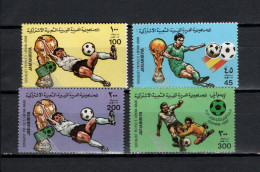 Libya 1982 Football Soccer World Cup Set Of 4 With Silver Overprint MNH - 1982 – Spain