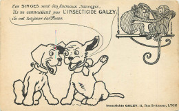 PUBLICITE - INSECTICIDE GALZY -  LYON - SINGES ET CHIENS - Reclame