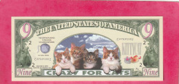 FACSIMILE . THE UNITED STATES OF AMERICA . 9 £ . CRAZY FOR CATS.   2 SCANNES  .  ETAT LUXE - Otros & Sin Clasificación