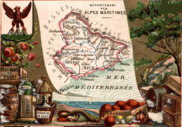 CHROMO DEPARTEMENT DES ALPES MARITIMES CARTE BLASON ET SPECIALITES - Autres & Non Classés