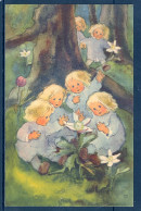 19103 Mili Weber (1891-1978 St. Moritz) Enfants Dans La Forêt Avec Anémones - Fleurs - Other & Unclassified
