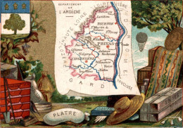 CHROMO DEPARTEMENT DE L'ARDECHE CARTE BLASON ET SPECIALITES - Autres & Non Classés