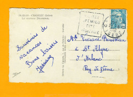 Cpsm Crémieu --> Saint-Alyre-d'Arlanc - Flamme Daguin - Timbre 8f Type Gandon - 1952 - Used Stamps