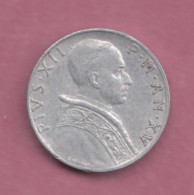 Vaticano, 1955-5 Lire- Alluminium-  Pope Pius XII- Obverse Bust Of Pope . Reverse Justice Standing With Sword And Scales - Vatikan