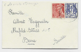 CHAINE 50C +30C MERCURE MIGNONNETTE ?? 5.1.1946 POUR SUISSE  AU TARIF - 1941-66 Armoiries Et Blasons