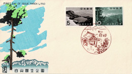 JAPAN 1963 Mi 817-818 HAKUSAN NATIONAL PARK FDC - FDC