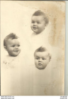 PHOTO DE 29 X 20 CMS COLLEE SUR CARTON TROIS TETES DE BEBE - Anonymous Persons