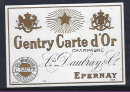 Ancienne Etiquette Champagne Gentry Carte D'Or  Lis Daubray & Cie  Epernay  Marne 51 Seul Importateur E Sauté Bruxelles - Champagne