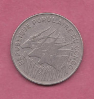 Republique Populaire Du Congo, 1971- 100 Francs- Nickel- Obverse Three Giant Eland. Reverse Denomination - Congo (Democratic Republic 1998)