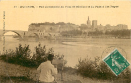 84 - AVIGNON - VUE D'ENSEMBLE DU PONT ST BENEZET ET DU PALAIS DES PAPAES - Avignon