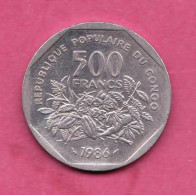 Republique Populaire Du Congo, 1986- 500 Francs- Copper Nickel- Obverse Denomination. Reverse  Bust Facing Left - Kongo (Dem. Republik 1998)