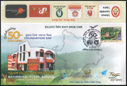 India 2021 Mayurbhanj Foundation Day, Tiger,Peacock,Deer,Map,Nature,Forest,,Special Cover (**) Inde Indien - Brieven En Documenten