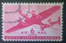 United States, Scott #C25, Used(o), 1941 Air Mail, Transporter Series, 6¢, Carmine - 2a. 1941-1960 Oblitérés