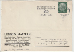 Deutsches Reich, Neustadt A.d. Haardt Nach Kempten 1936 - Private Postal Stationery