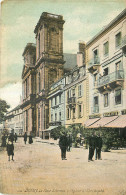 90 -  BELFORT -  LA PLACE D'ARMES - L'EGLISE ST CHRISTOPHE - AU DOS CACHET MILITAIRE - Belfort - Ville