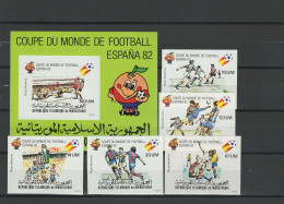 Mauritania 1980 Football Soccer World Cup Set Of 5 + S/s Imperf. MNH -scarce- - 1982 – Spain