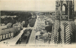 51 - CHALONS SUR MARNE - LE CLOCHER DE NOTRE DAME ET VUE SUR LE CANAL - LL - Châlons-sur-Marne